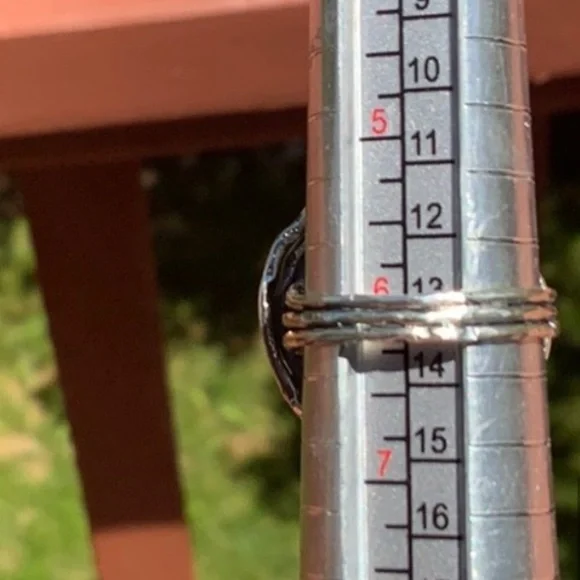 New BLACK DRUZY QUARTZ 925 SILVER RING, SZ 6 - Picture 6 of 7